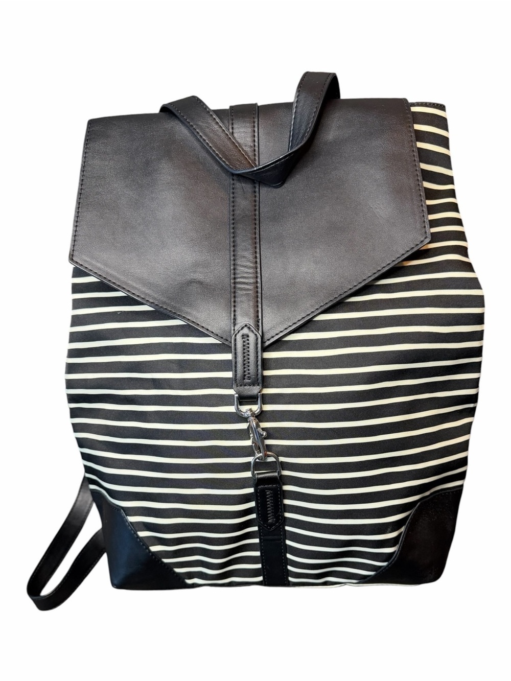 Stella & Dot Black and Cream Striped Backpack